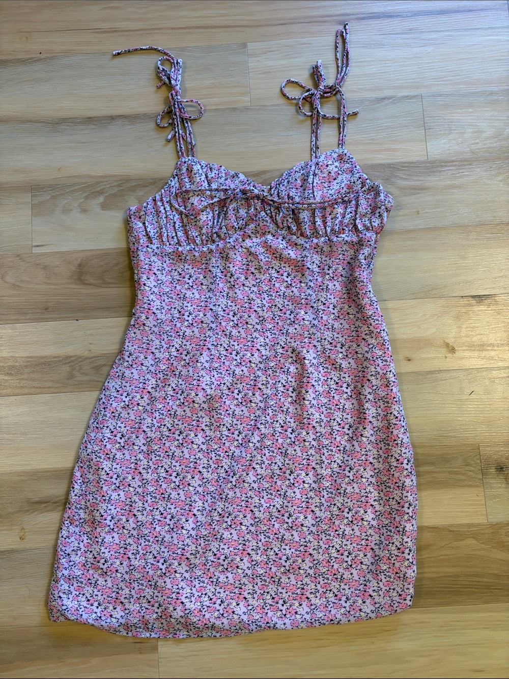 Nasty Gal Pink Floral Tie-Shoulder Mini Dress